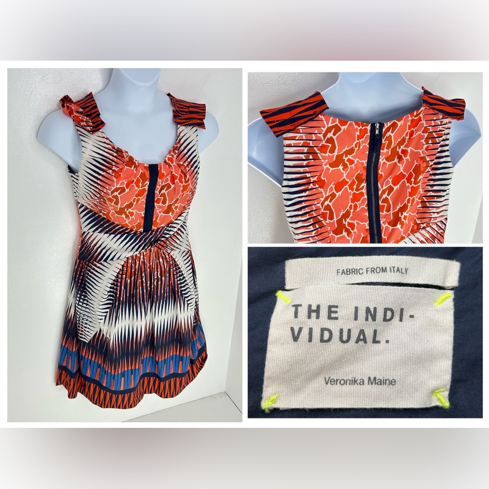 Veronika Maine The Indi - Visual Geometric Midi Dress Size 10 Bohemian Cocktail